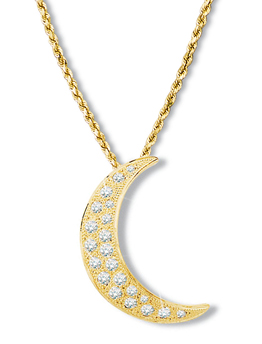 Crescent Moon Diamond Pendant 