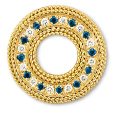 Rope Bands Circle Pin Sapphire/Diamond 
