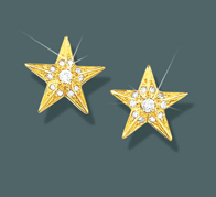 Star Earrings Faceted w/diamonds 