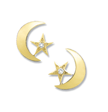 Crescent Moon/Star Diamond Earrings 